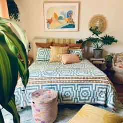 Peking Sky Blue Hypnotic Quilt Set By Jungalow®