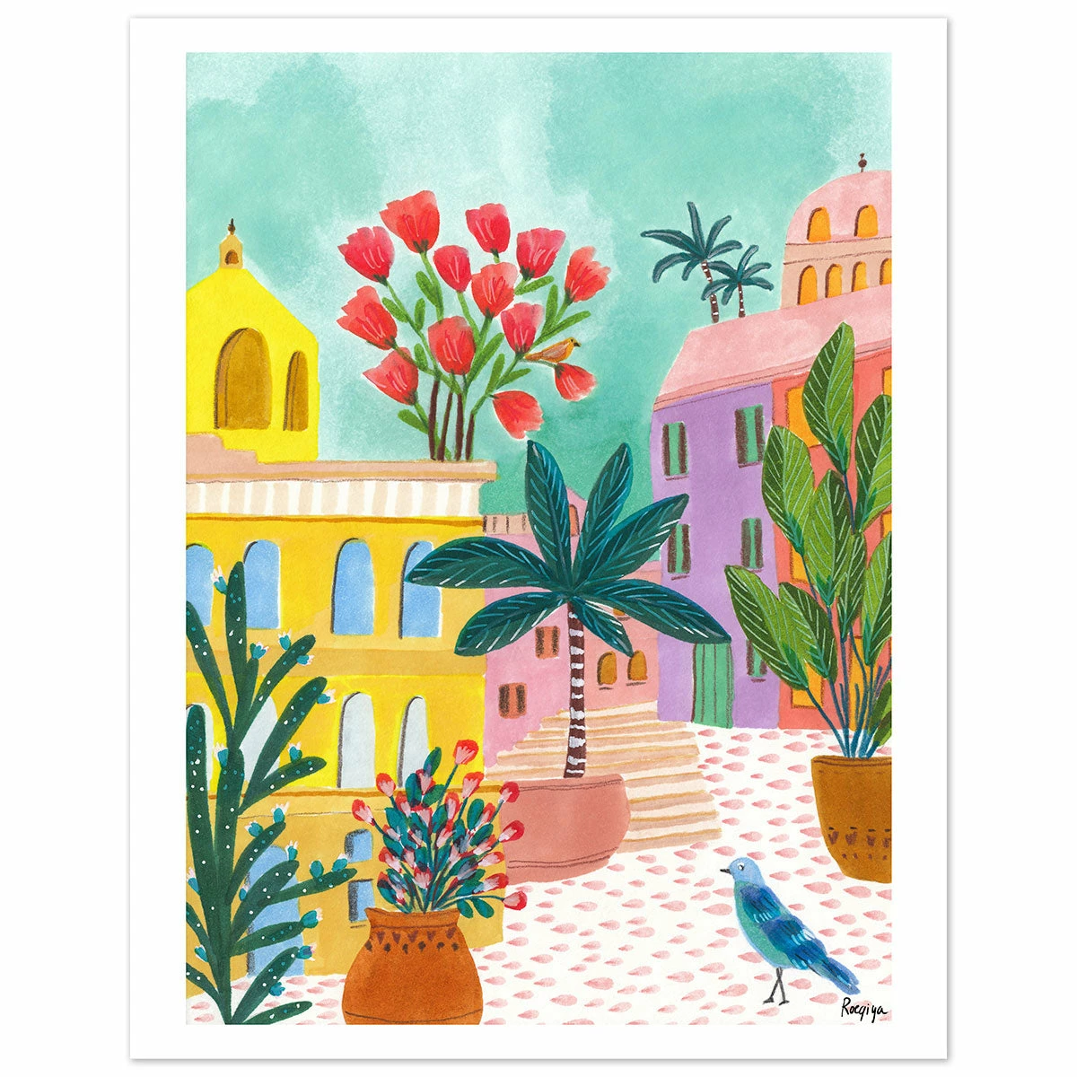 Andalusian Square City Art Print By Roeqiya Fris New