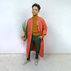 Peking Hamsa Quilted Coat In Coral By Jungalow®