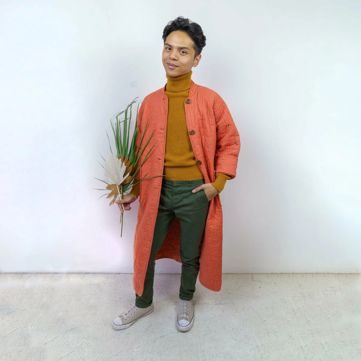 Peking Hamsa Quilted Coat In Coral By Jungalow®