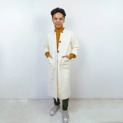 Peking Hamsa Quilted Coat In Porcelain By Jungalow® Coats/Robes