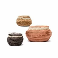 AAA Tabletop + Kitchen Set Of Peach + Tan Raffia Baskets