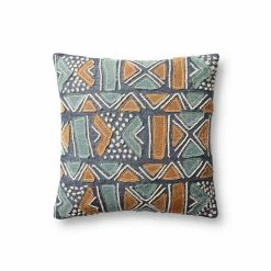 Loloi Rugs All Pillows Navy Linen Shapes Pillow