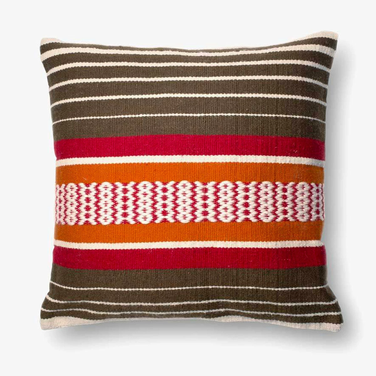 Loloi Rugs Brown Striped Outdoor Pillow