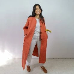 Peking Hamsa Quilted Coat In Coral By Jungalow®