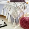 Surya Cream Shag Throw Blanket