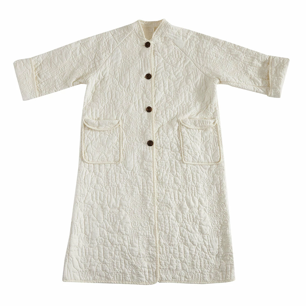 Peking Hamsa Quilted Coat In Porcelain By Jungalow® Coats/Robes