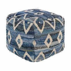 Surya Indigo Stitched Pouf All Stools, Poufs + Side Tables
