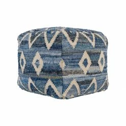 Surya Indigo Stitched Pouf All Stools, Poufs + Side Tables