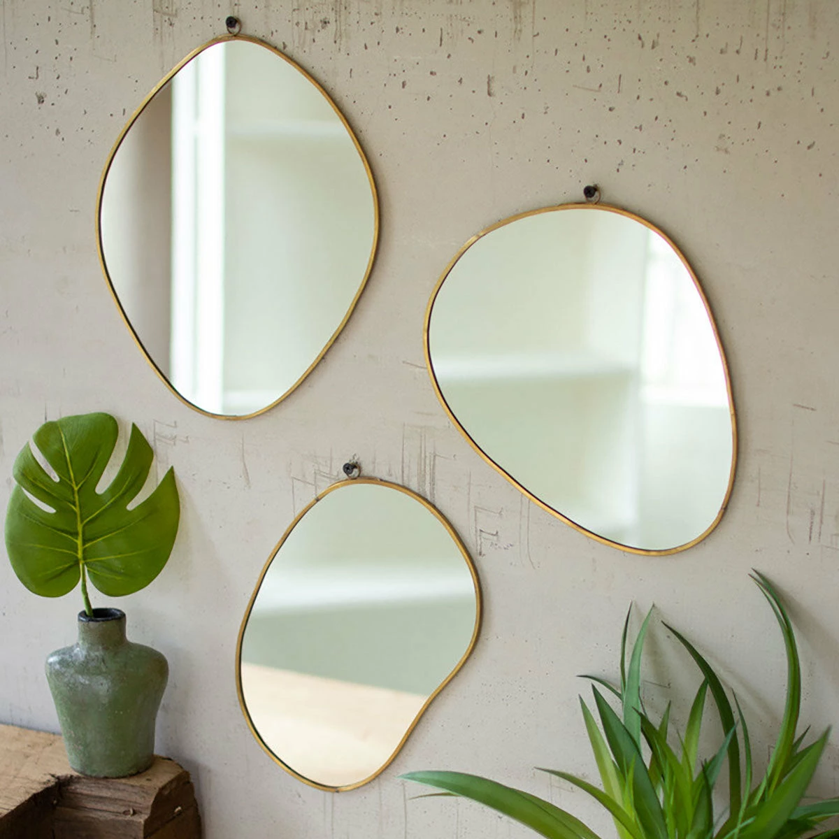 Kalalou All Décor & Mirrors Oval Brass Framed Mirror Set