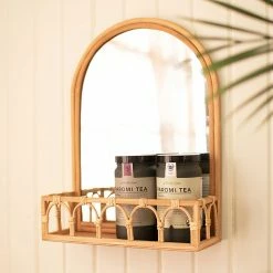 Kalalou Arched Rattan Mirror