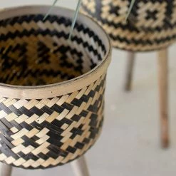 Kalalou Bamboo Planter Stand Set