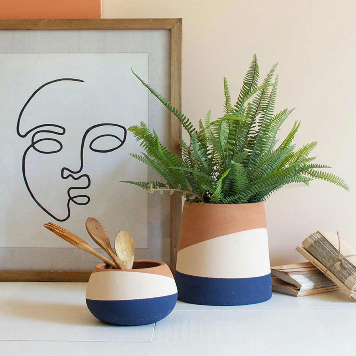 Kalalou Blue Ceramic Pot Set