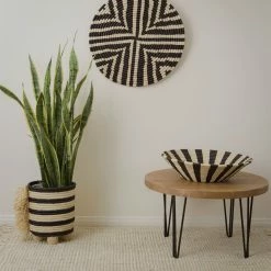 AAA Planters Black Fringed Striped Planter