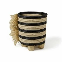 AAA Planters Black Fringed Striped Planter