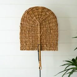 Kalalou Seagrass Fan Wall Sconce Lamp