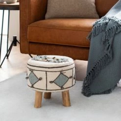 Surya Woven Diamond Stool